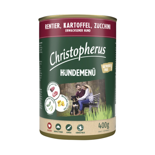 כריסטופרוס Christopherus מזון רטוב לכלבים בטעם בשר איילים, תפוחי אדמה וקישואים 400 גרם