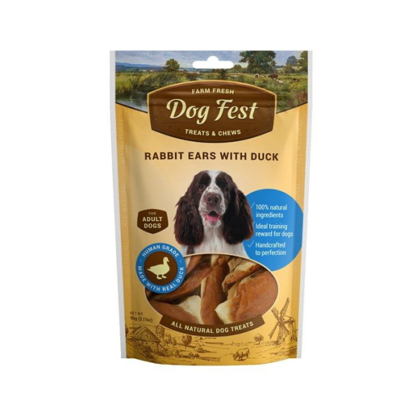 דוג פסט Dog Fest חטיף אוזני ארנב עם בשר ברווז