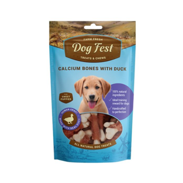 דוג פסט Dog Fest עצמות קלציום עטופות ברווז לגורים