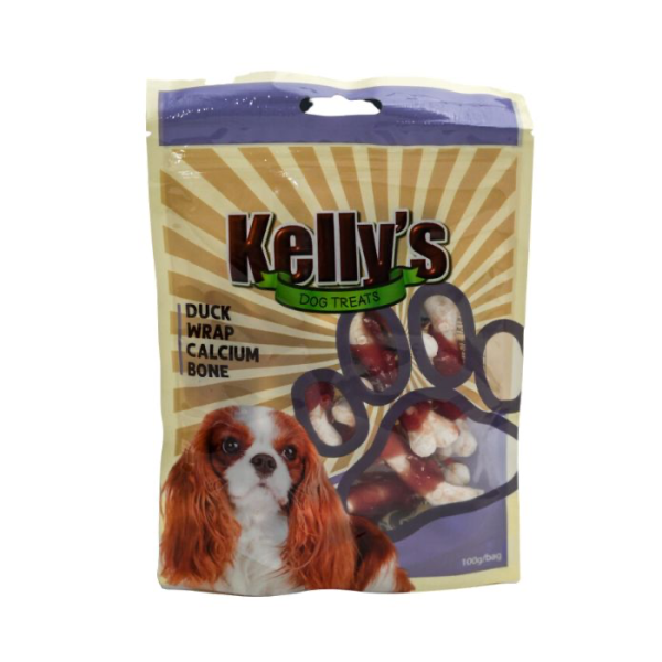 קליס Kelly’s חטיפי לעיסה לכלבים בטעם עצמות קלציום עטופות ברווז