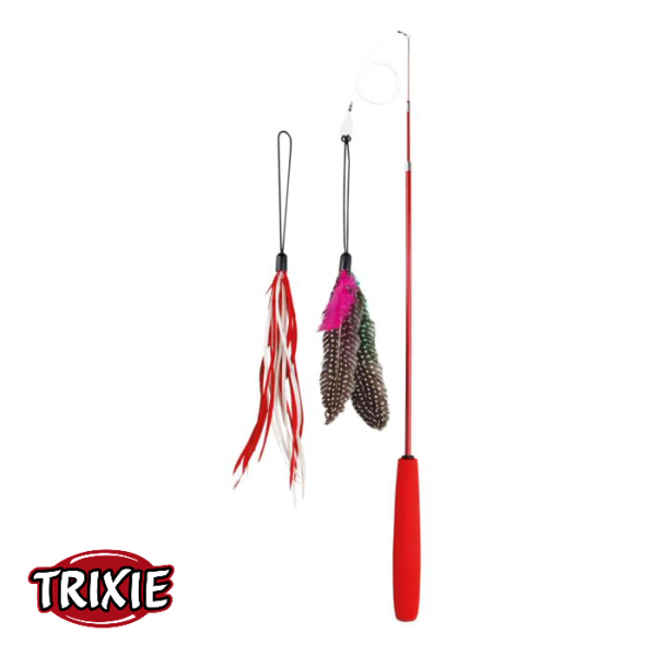 חכה טלסקופית לחתולים טריקסי Trixie עם שתי נוצות