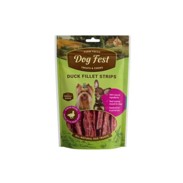 דוג פסט Dog Fest חטיף רצועות פילה ברווז לכלבים קטנים